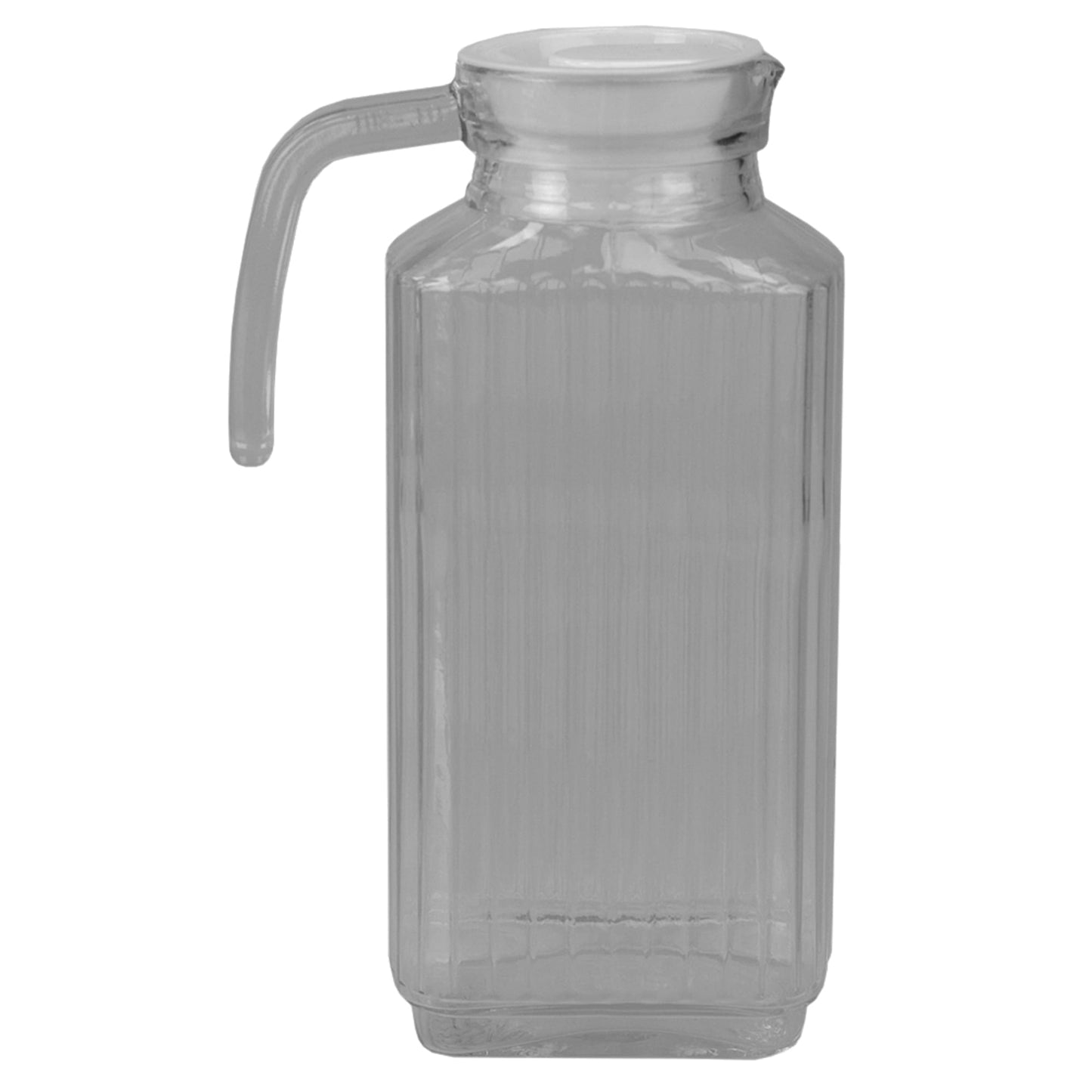 Embellished Glass 1.8 Lt Decorative Beverage Pitcher with No-Mess Pouring Spout and Solid Grip Handle, Clear