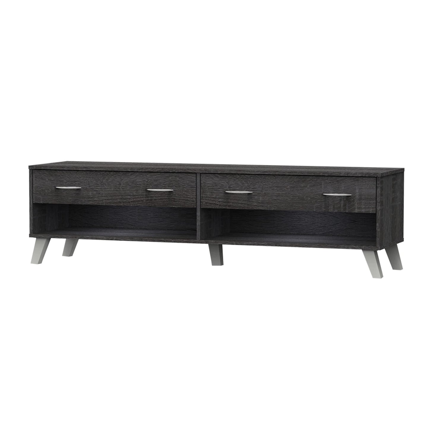 15" x 62" TV Stand With Drawers, Charred Oak