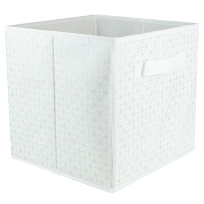 Metallic Diamond Collapsible Non-Woven Storage Cube, White