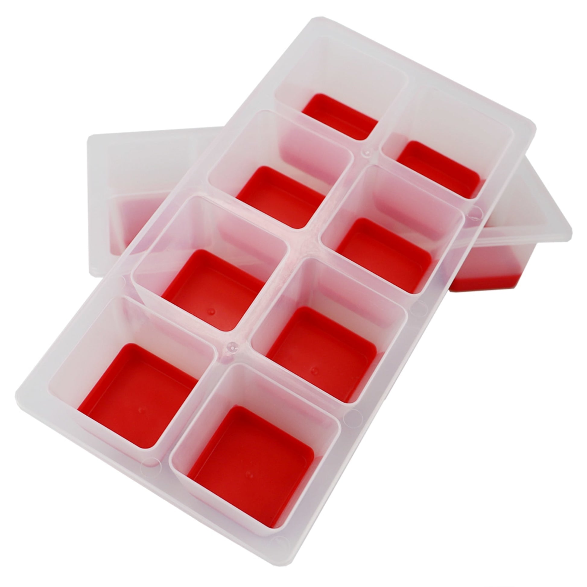 8 Compartment Instant Release Jumbo Plastic Ice Cube Tray, (Pack of 2)