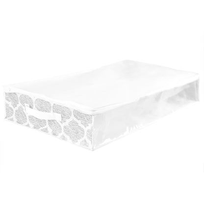 Arabesque Non-Woven Under the Bed Storage Bag with See-through Front Panel, White